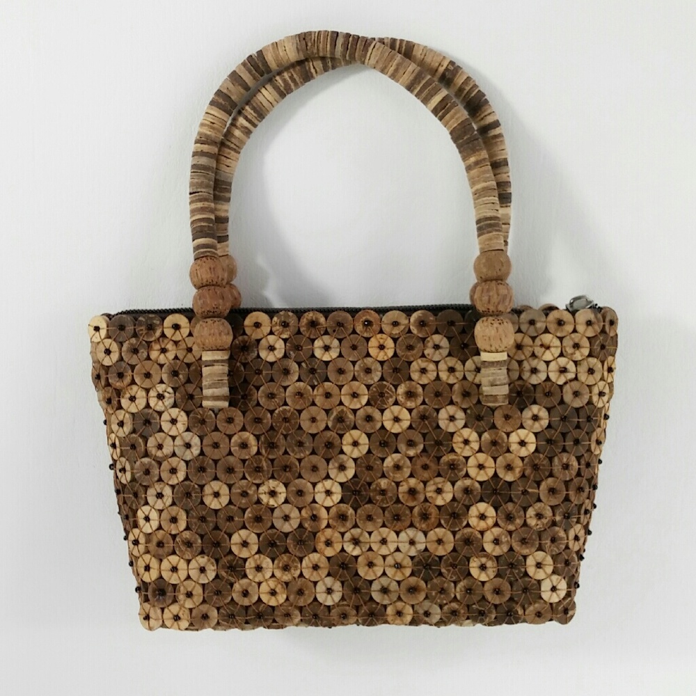 NWOT Coconut Button Beaded Bag #B10